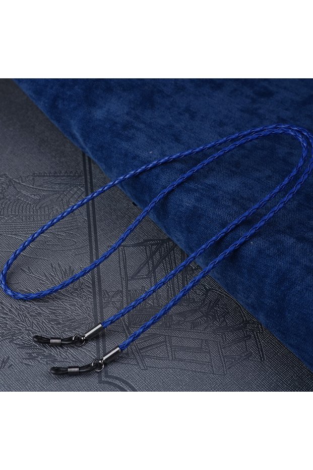 Blue 1pc Women Men Glasses Leather Rope Chain Woven Glasses Lace Up Outdoor Sports Non-slip Glasses