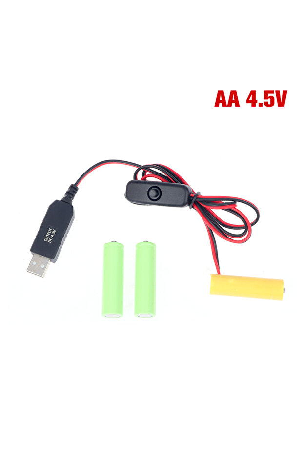 محول بطارية وهمية AA4.5V، كابل مفتاح تشغيل USB، بديل للبطاريات لأجهزة التحكم عن بعد والكاميرات والألعاب
