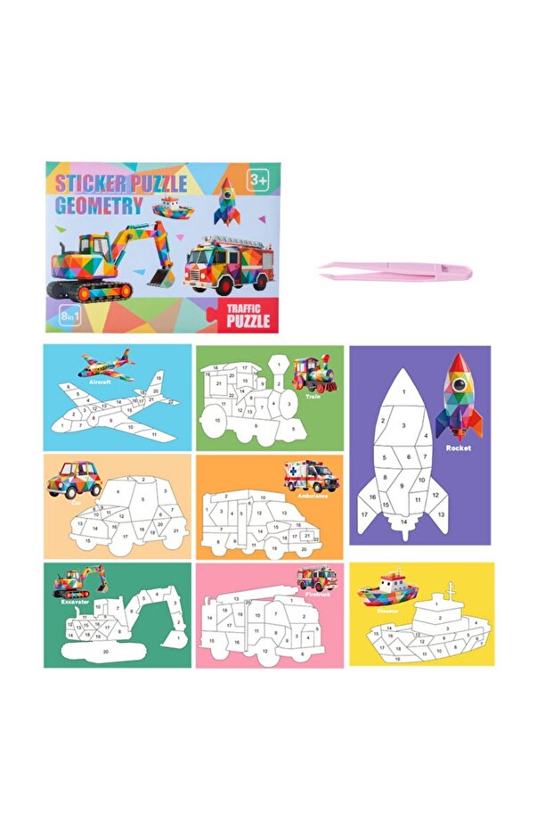 Style B Paper 3D Geometric Sticker Books Educational Toys Montessori DIY Paste Material Kit Cartoon