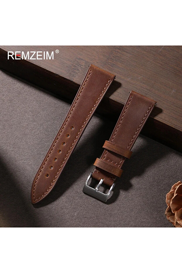 22mm Dark Brown Crazy Horse Quick Release Leather Watch Strap18mm 19mm 20mm 21mm 22mm Soft Retro Vin