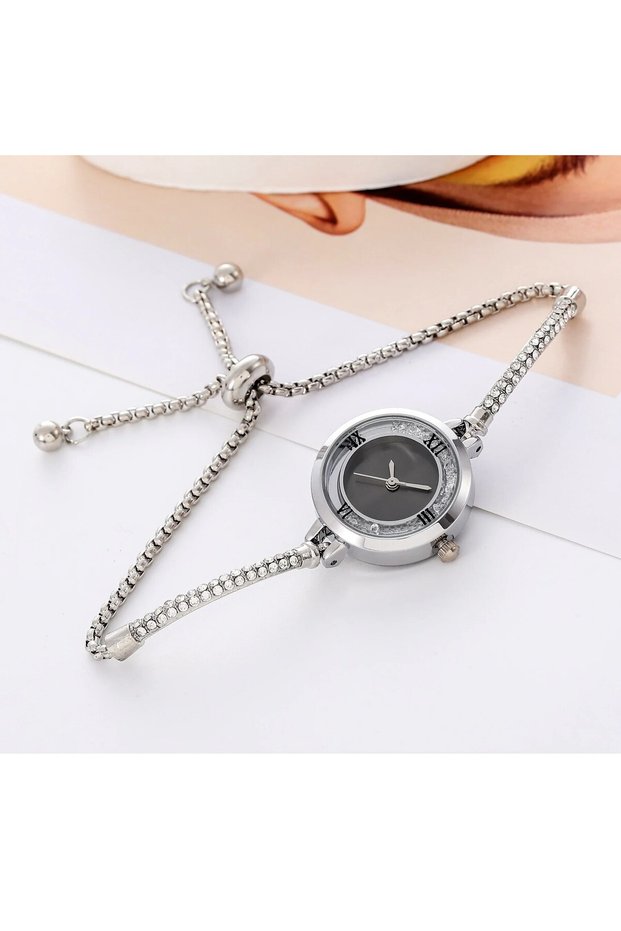 silver black 2024 Fashion Women's Wristwatch Gold Bracelet Small Dial Elegant Watch New Cute Women S