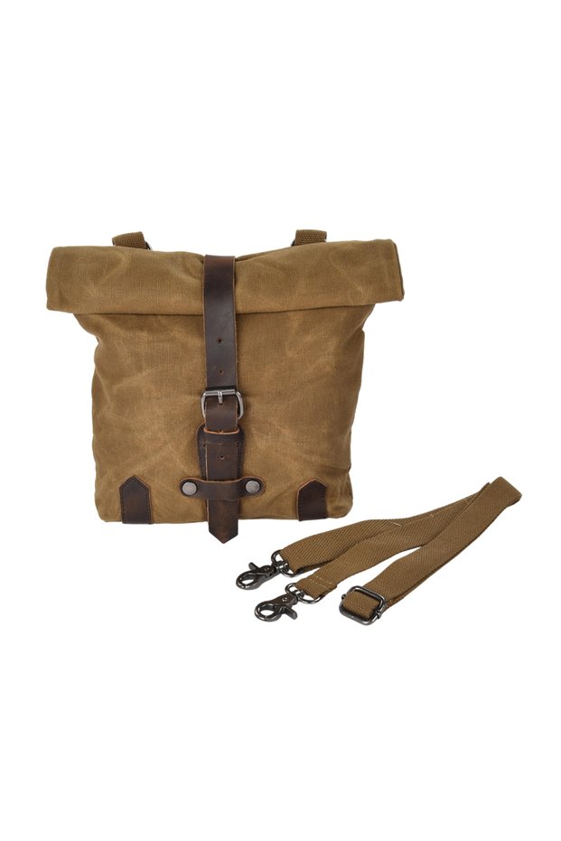 Khaki Waterproof Motorcycle Backpack Vintage Saddlebags Canva Motorbike Side Bag Large Capacity Retr