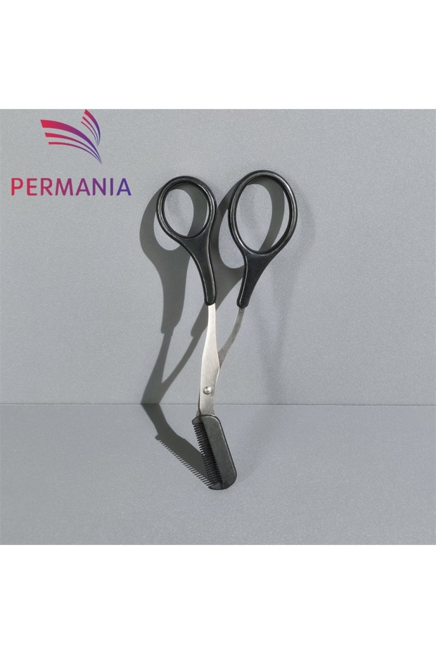 Black Eyebrow Trimmer Scissor With Comb Female Male Eyebrow Eyelash Scissors Safety Stainless Steel