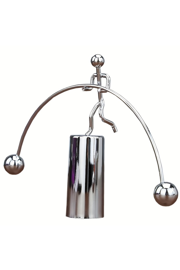 silvery 1pc-Steel Balanced Weightlifting Art Decompression Home Office Accessories Balance Ball Swin