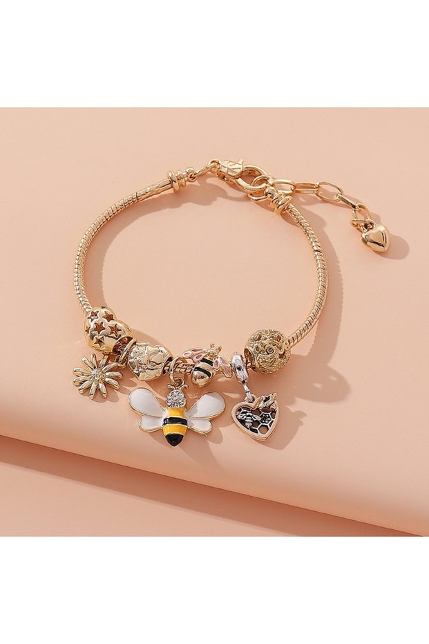 7681 1PC Fashion Multi Element Accessories Drip Oil Rose Love Little Swan Pan Family Bracelet Jewelr