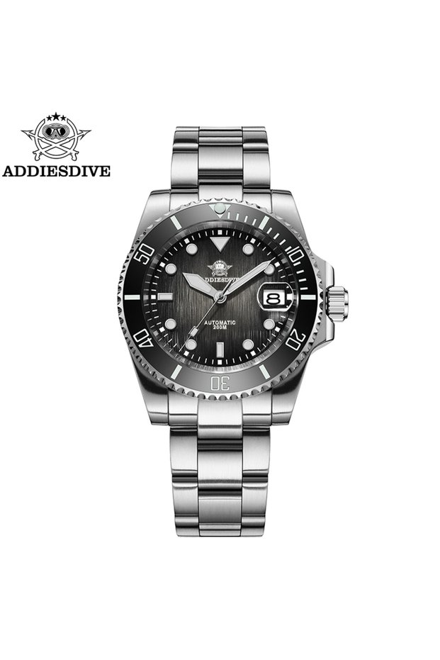 Black ADDIESDIVE Hot Selling Men's Automatic Watch Sapphire Glass 200m Waterproof Watch BGW9 Night L
