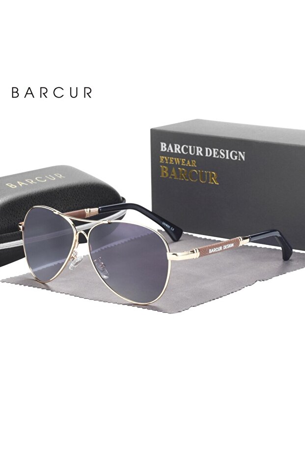 Gold Gradient BARCUR Design Memery Frame Sunglasses Polarized For Men Sun Glasses Women Pilot Gradie