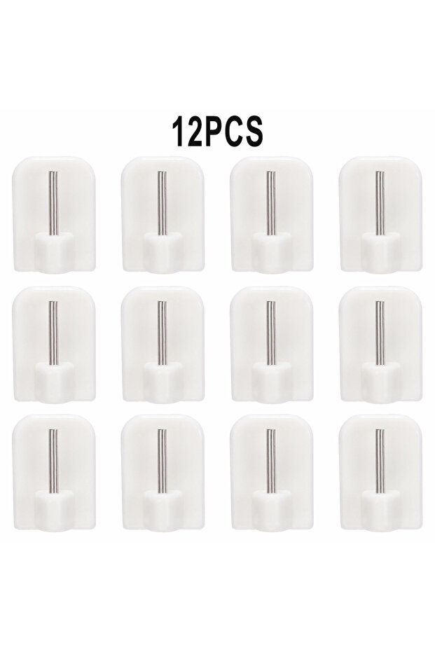 12pcs 4/8/12pc Curtain Hooks Self-adhesive Hooks Household Universal Hooks Small Brackets Small Curt