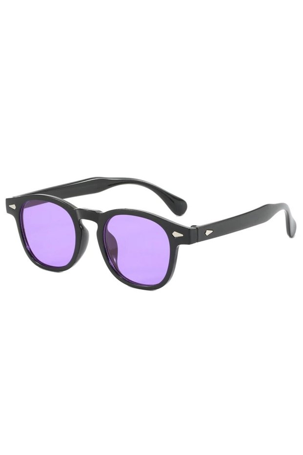 PURPLE black Vintage Oval Classic 4 Small Ding Stylish Decorative Sunglasses for Men and Women