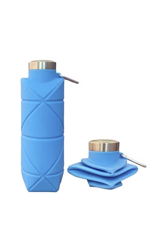 blue 700ML Collapsible Water Bottle Leakproof Valve Reusable Silicone Foldable Travel Water Bottle f