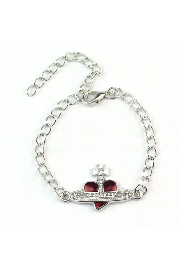 B250-4 Trendy Bracelet Saturn Rhinestone Crystal Planet Saturn Pendant for Women Fashion Charm Jewel
