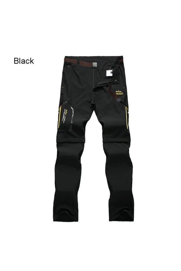 XXL black Men's Hiking Pants Trekking Convertible Quick Dry Lightweight Zip-Off Outdoor Travel Campi