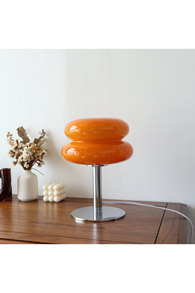 Orange A USB Macaron Glass Table Lamp Trichromatic Dimming Living Room Atmosphere Lamps Eye Protecti