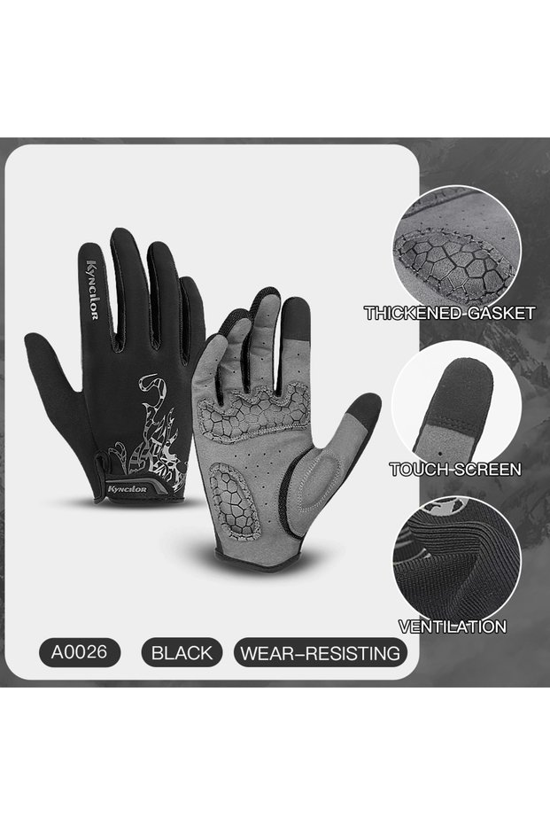 M A0026-BK Outdoor Cycling Gloves Full Finger Shockproof Microfiber Wear Resistant Breathable Anti-s