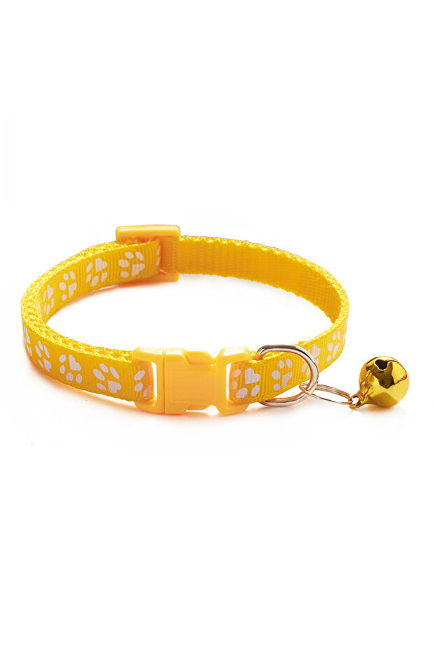 yellow Hot pet cat bell collar dog print cat collar multi-color optional necklace ring cat rope coll
