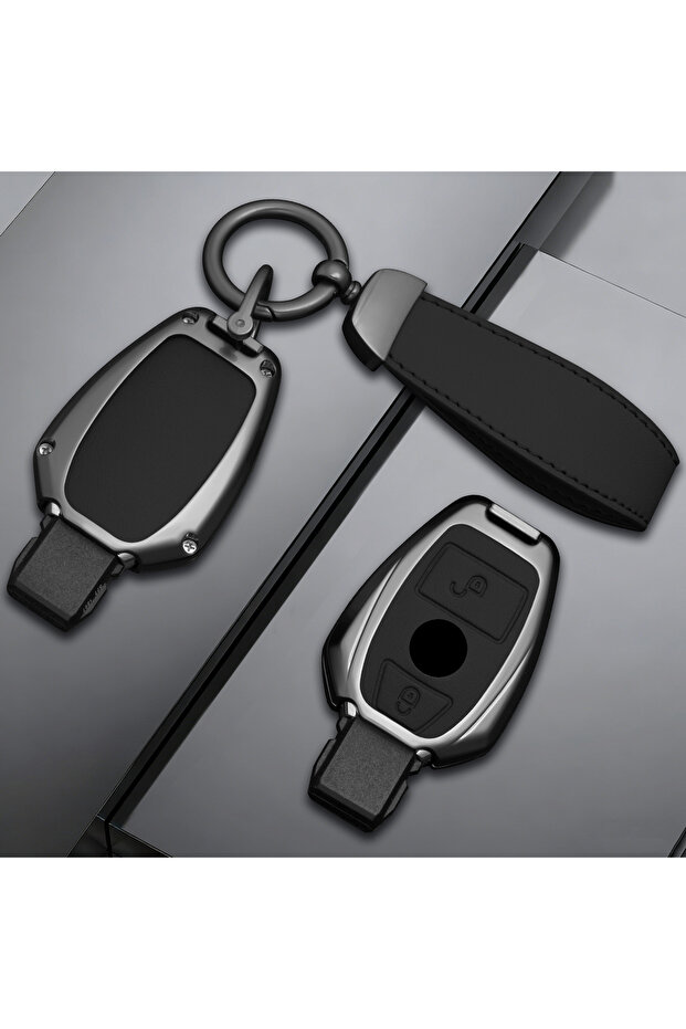 2 BUTTON Black Alloy Car Key Case Cover Shell Fob For Mercedes Benz A B G R Class GLA GLK W176 W204