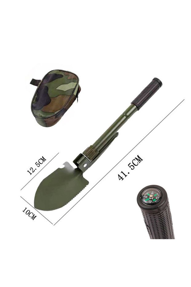green Foldable Portable Truck Mounted Engineer Shovel Camping Tent Outdoor Shovel Self-defense Survi