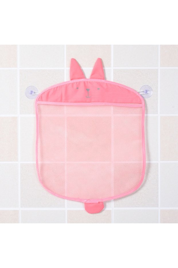 MoShuBe Pink Baby Bathroom Mesh Bag Sucker Organizer For Children Bath Toys Kid Basket Cartoon Anima