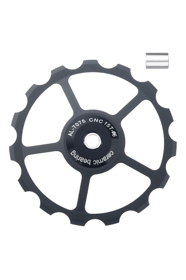 black 15T MTB Bicycle Rear Derailleur Jockey Wheel Ceramic Bearing Pulley AL7075 CNC Road Bike Guide