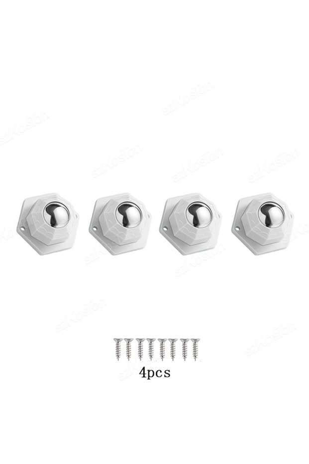 4Pc white Steel Ball 4Pcs Furniture Casters Wheels Self Adhesive Heavy Duty Pulley Stainless Steel N