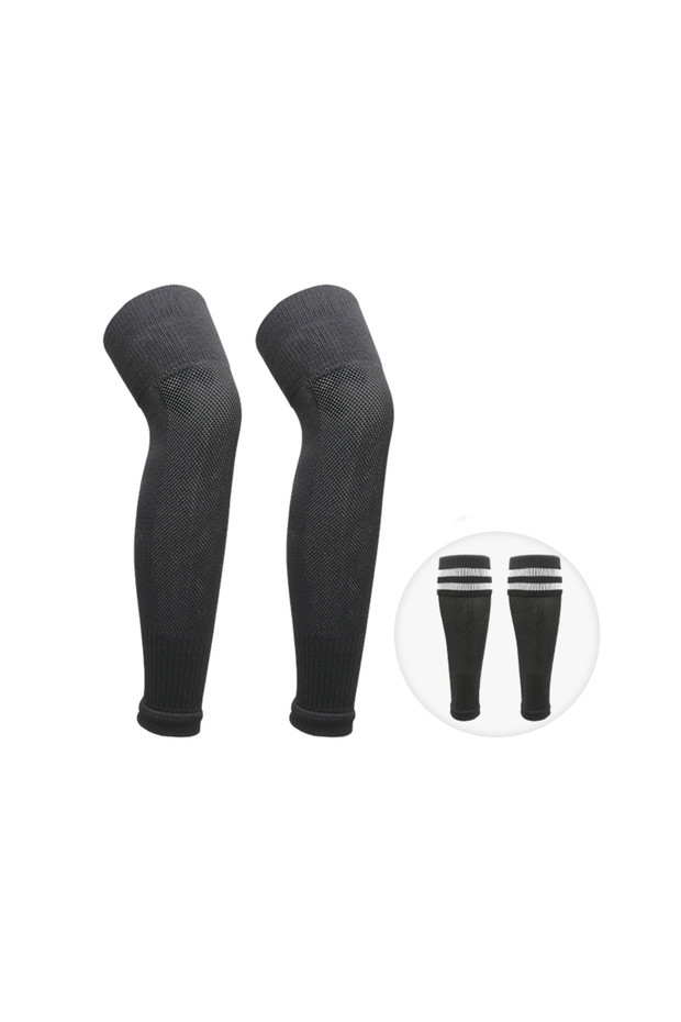 M(30-45Kg) black New Style Adult Football Calf Socks Over-the-Knee Soccer Leggings Socks Kids Breath