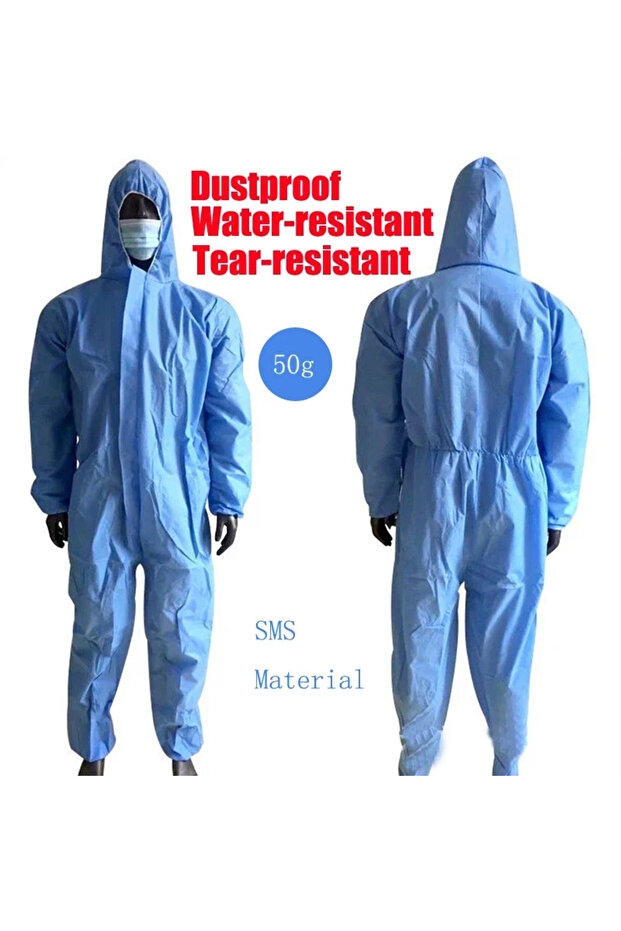 3XL SMS-Blue-50g Disposable Breathable Dustproof/Water Oil Resistant Work Safety Overall Anti Dust S