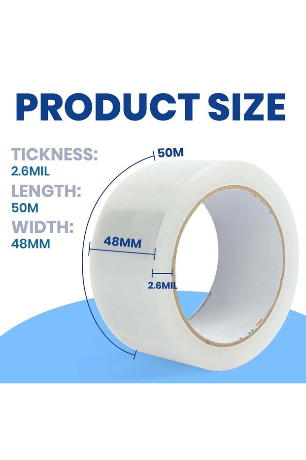 48mm x 50m 2.6mil No Noise Packing Tape, 48mm x 100m, Heavy Duty Silent Packing Tape for Moving, Sto