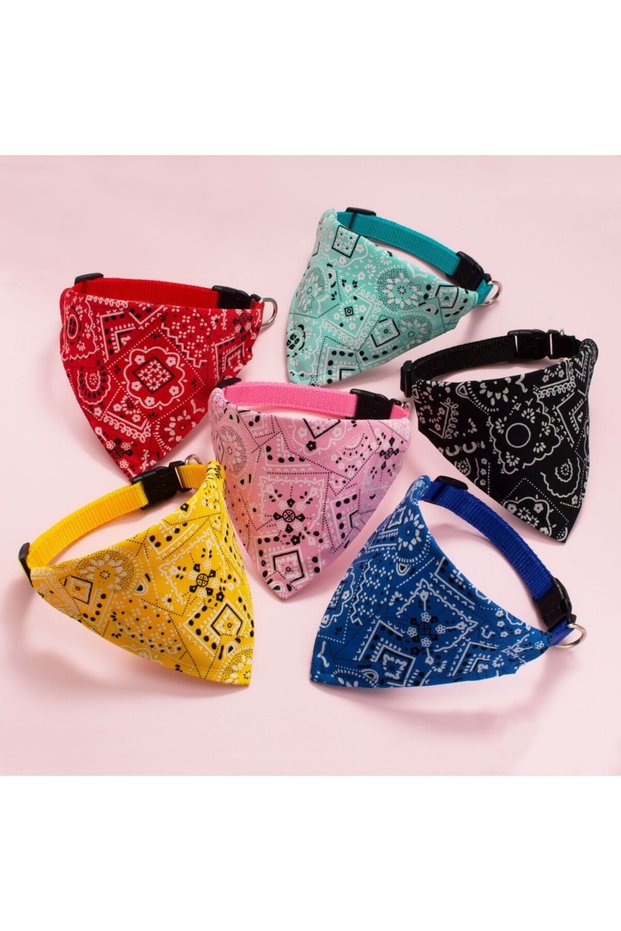 8.6-17.3inch 6pcs mix Adjustable Pet Puppy Cat Scarf Bandana Collar Neck Scarf For Small Dogs Kitten