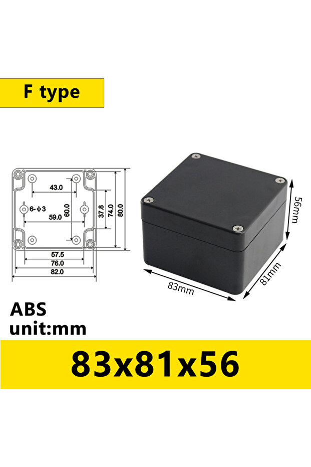FB83X81X56 صندوق بلاستيكي أسود مقاوم للماء للاستخدام الخارجي، حافظة أدوات إلكترونية، صندوق كهربائي