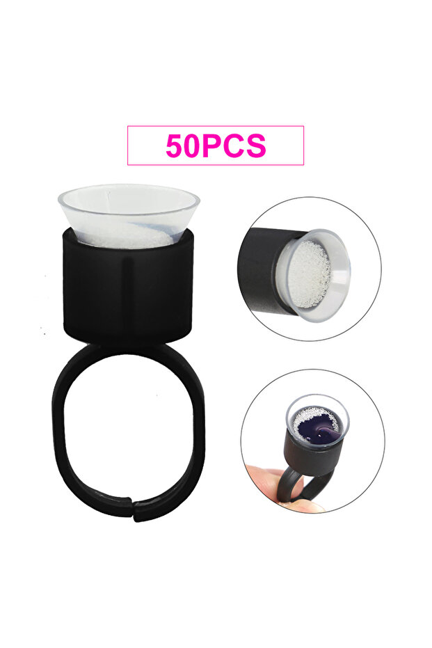 Black 50pcs 10/50pc Tattoo Sponge Ink Cup Finger Ring Microblading Pigment Ink Rings Sponge Cups PMU