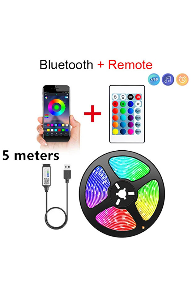 5m 5V LED Strip Lights USB RGB 5050 LED Light Strip Music Sync App Control Luces Led Flexible Lamp f