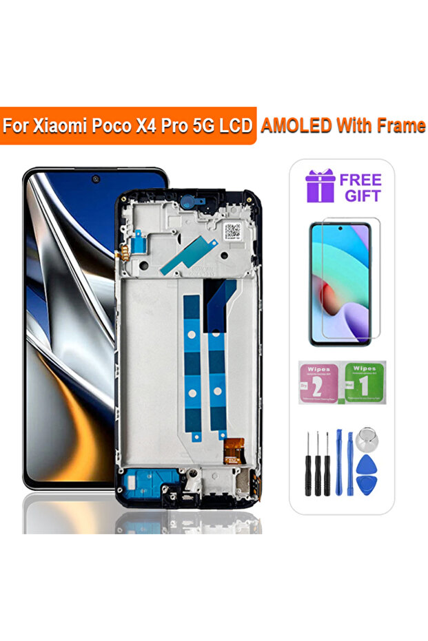 شاشة AMOLED مع إطار 6.67 بوصة سوبر AMOLED LCD لهاتف Poco X4 Pro 5G، شاشة LCD لهاتف Poco X4 Pro 2201116PG