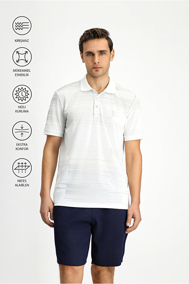 Regular Fit Printed Polo Neck T-Shirt