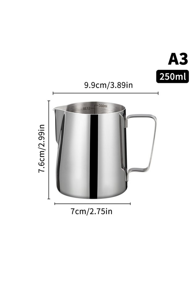 A3 1Pc 150/250/350/600ml Milk Jugs With Laser Scale Fashion Stainless Steel Retro Milk Craft Milk Fr
