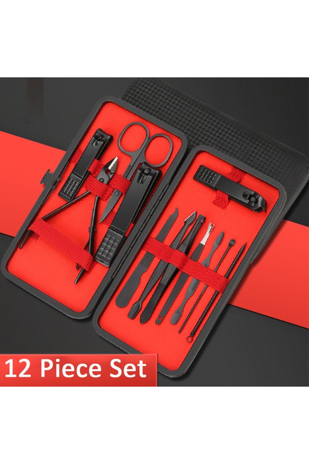 12 PCS SET 7/12/18/20/24PCS Set Professional Manicure Set Kits Stainless Steel Fingernail Toenail Cl