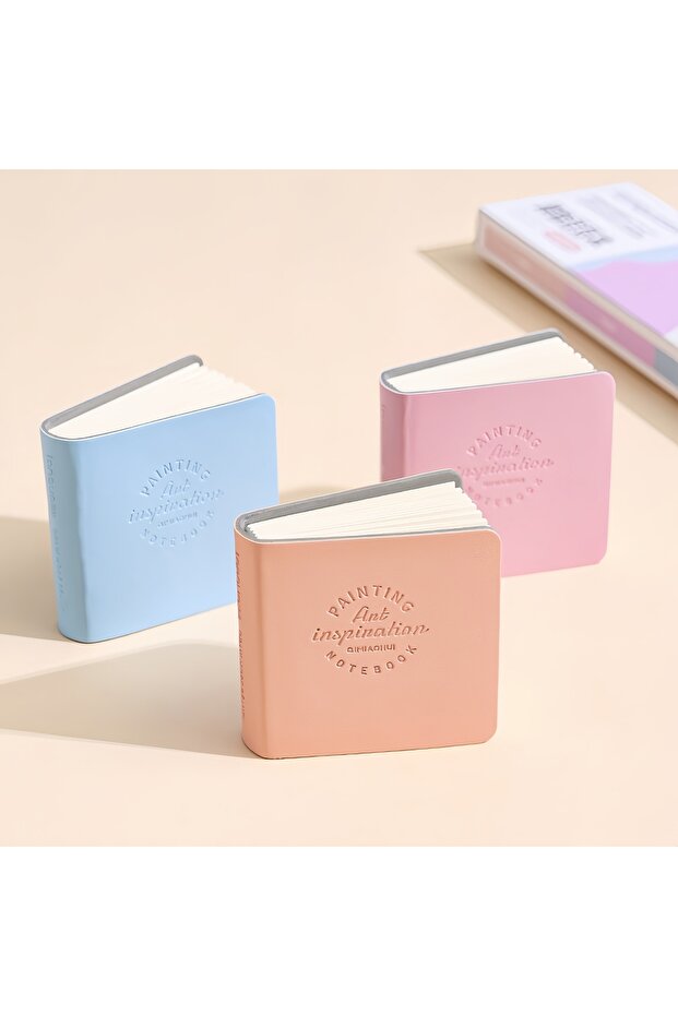 3Pcs Cream 3Pcs Mini Notebook Small Graffiti Book Empty Scrapbook Pocket NotePads Leather Memo Pads