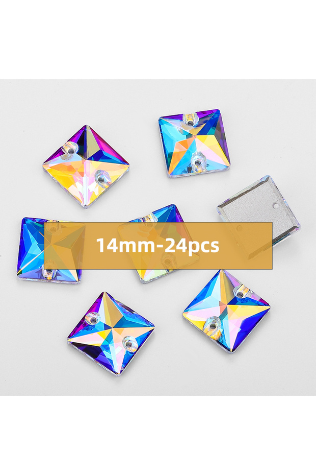 square 14mm 24pcs DUCRYSTAL AAAAA Water Drop Round Sew On Rhinestones for Garment Wedding Dress Fla