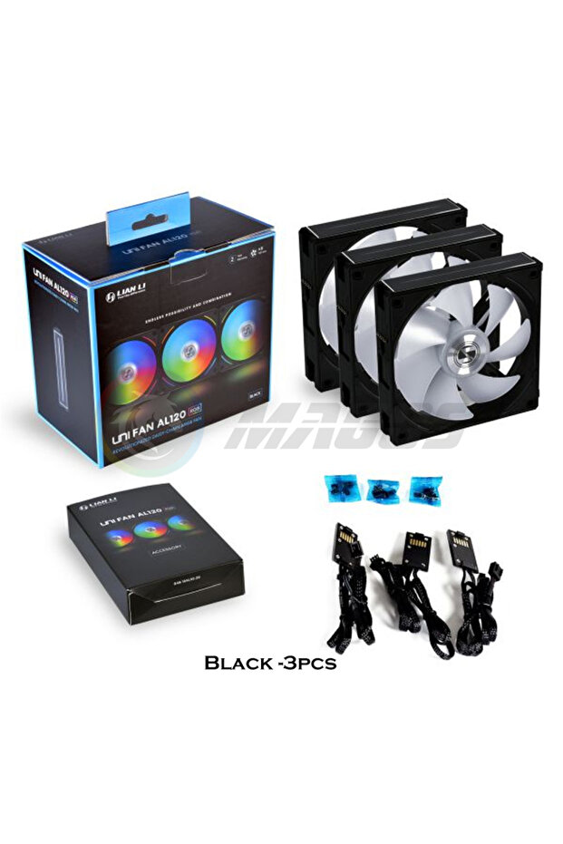 A-RGB Other Black 3pcs Lian Li UNI Fan AL120 ARGB Cableless Fan Support L-Connect 3 PWM Silent Low N