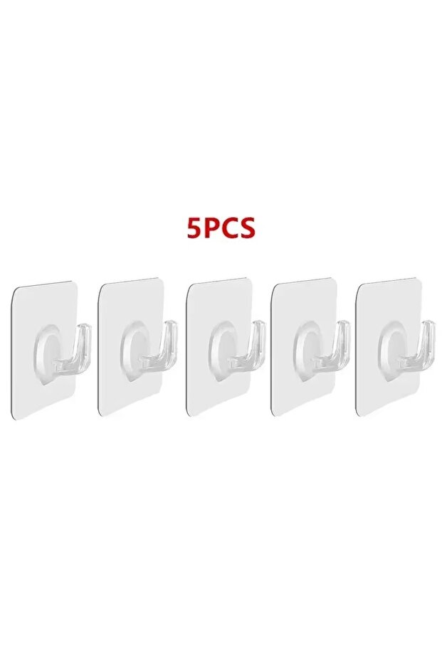 5pcs 5-100Pcs Self-Adhesive Hook Transparent Door Wall Hook Child Heavy Load Rack Kitchen Bathroom T