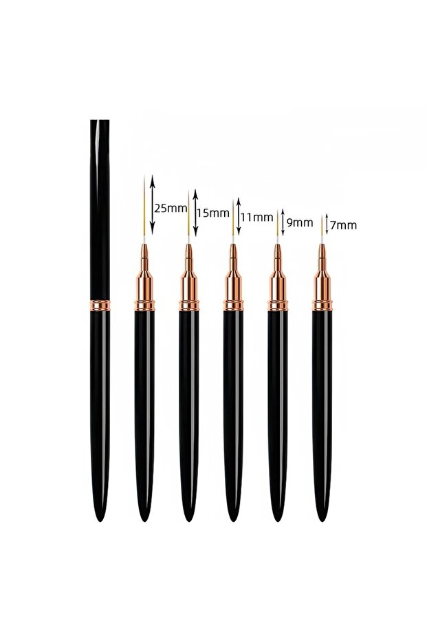 Black Set 5pcs Professional Nail Art Liners Striping Brushes Tool Ultra-thin Line Detail Drawing Pai