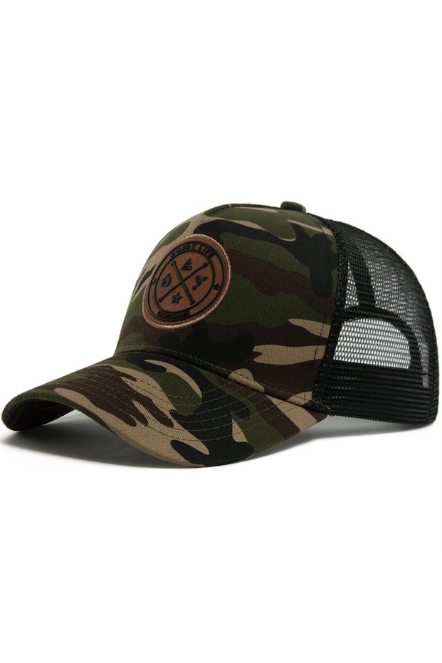 Camouflage Khaki Summer Mesh Baseball Cap Women Men ENJOY LIFE Letter Patch Snapback Hat Casual Brea