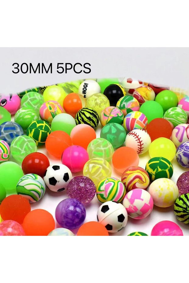 30MM Random 5PCS Elastic Ball Rubber Jump Ball Rainbow Two-Color Matte Solid Elastic Ball Colored F