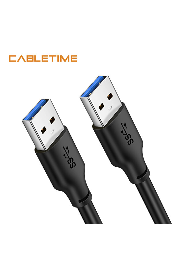 كابل USB3.0 من CABLETIME بطول 2 متر، سرعة نقل 5 جيجابت في الثانية، كابل USB إلى USB A ذكر، موسع 3.0 للرادياتير والقرص الصلب، متوافق مع USB 2.0