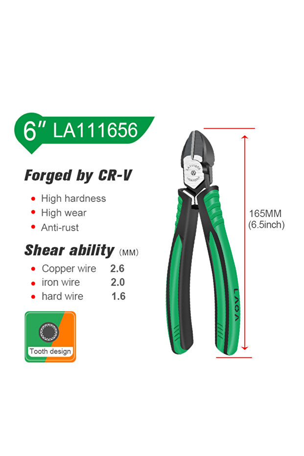 6inch Diagonal LAOA Cr-V Diagonal Pliers Long Nose Wire Cutter Side Cutter Cable Shears Electrician