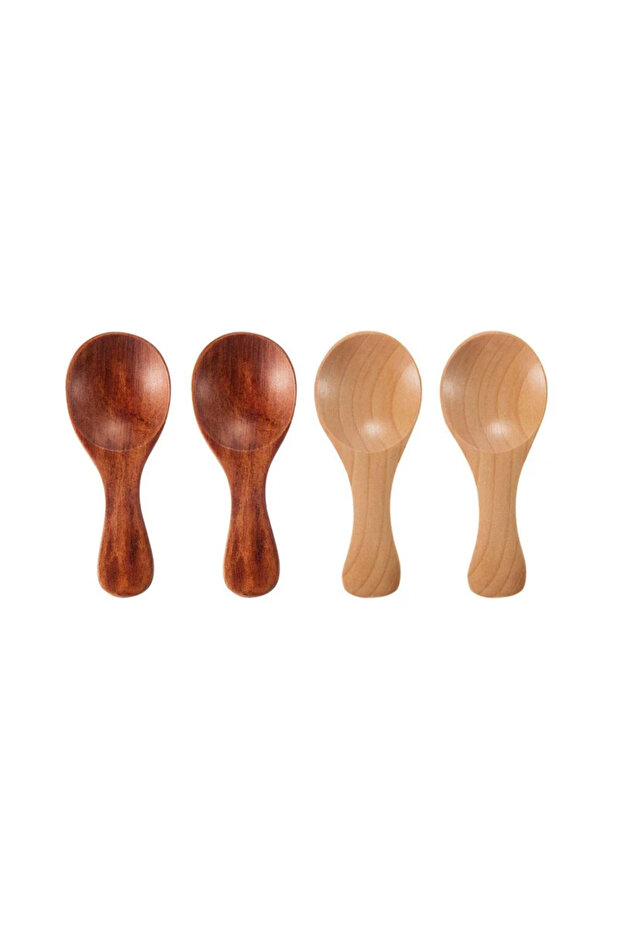 Mixed Color 4Pcs Mini Wooden Spoons Small Kitchen Condiment Spoon Sugar Tea Coffee Scoop Short Hand