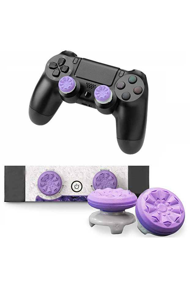 غطاء سيليكون بنفسجي اللون لعصا التحكم في ألعاب الفيديو، قطعتان/طقم، لجهاز PS4 وPS5، غطاء تعزيز لعصا التحكم في الألعاب.