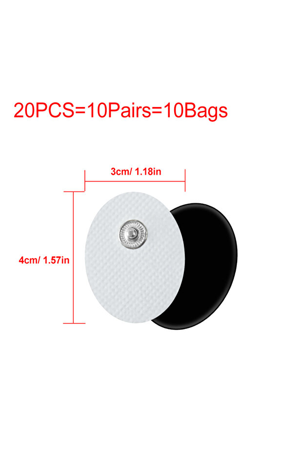 20pcs 3x4cm Tens Electrode Pads Muscle Stimulator Electrode Pads Universal 3.5mm Snap-on TENS Electr
