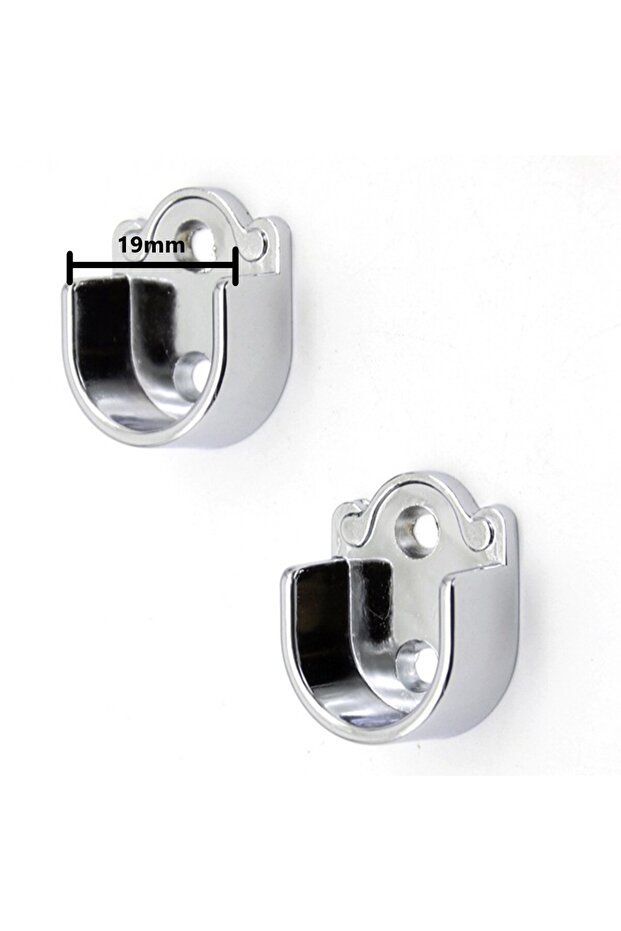 19mm 2PCS Wardrobe Bracket Heavy Duty Stainless Steel Rod Socket Flange Rod Holder Closet Rod End Su