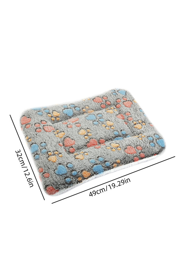 L 32x49cm Coffee Footprint Flannel Thickened Dog Bed Mat Soft Pet Sleeping Mat for Dogs Cats Winter