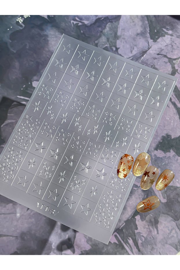 1pcs 3D Checkered Transparent Spray-painted Nail Art Accessories Sticker French Line Heart-shaped Bu
